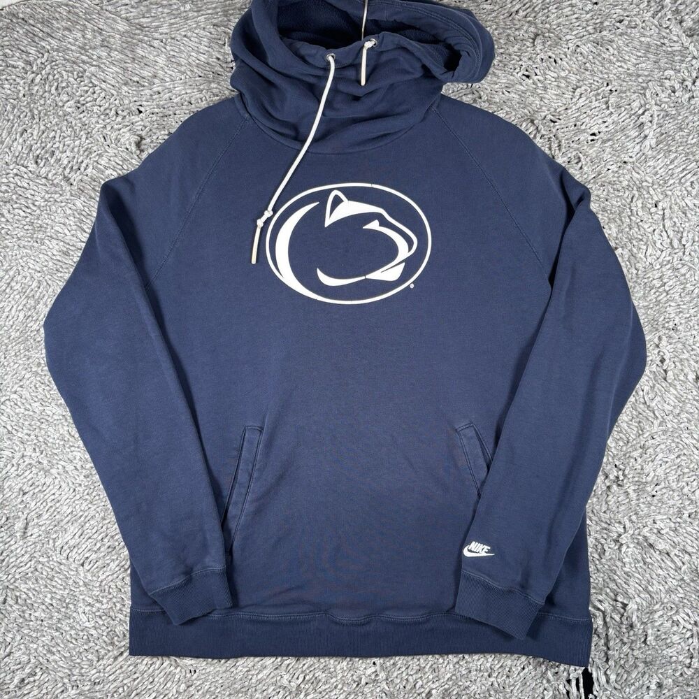 NIKE X PENN STATE PULLOVER HOODIE MEN'S XL NITTANY LIONS NAVY BLUE FUNNEL NECK